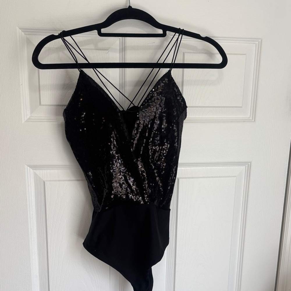 Black Sequin Bodysuit